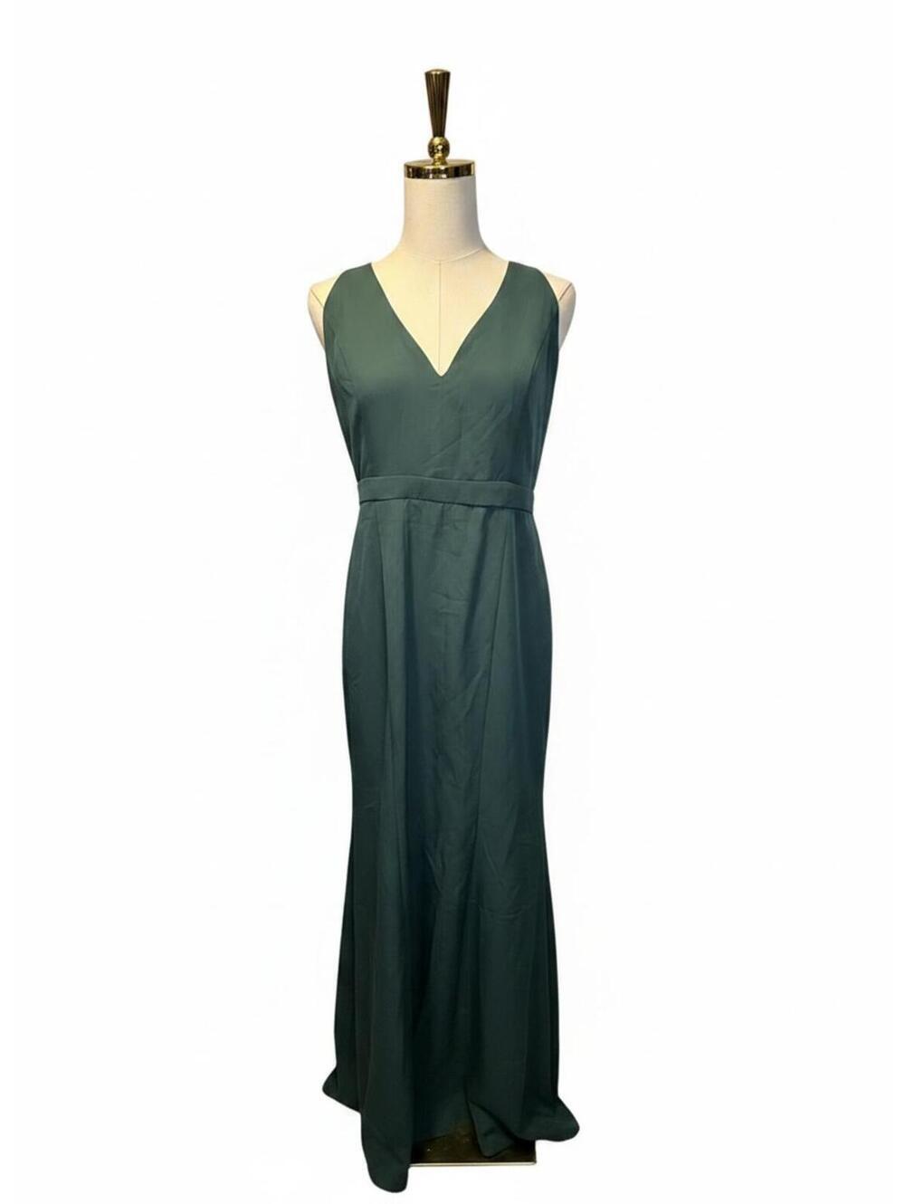 Lulus Elegant Formal Emerald Green Dress Lace and Ornament Button Back Size L